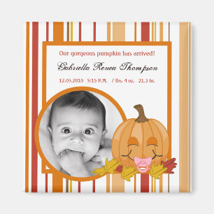 2"x2" Announcement Magnet Autumn Fall Pumpkin