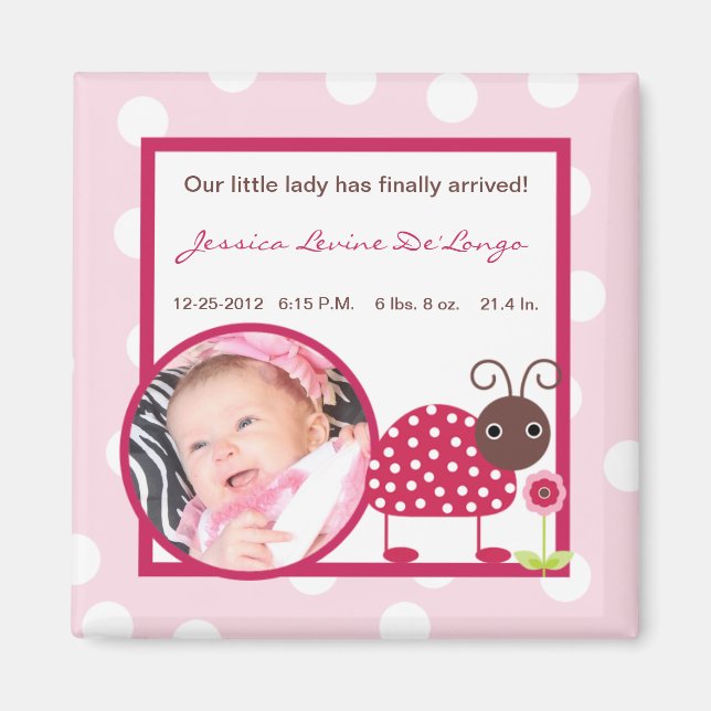 2"x2" Announcement Magnet Berry Garden Lady Bug (Front)