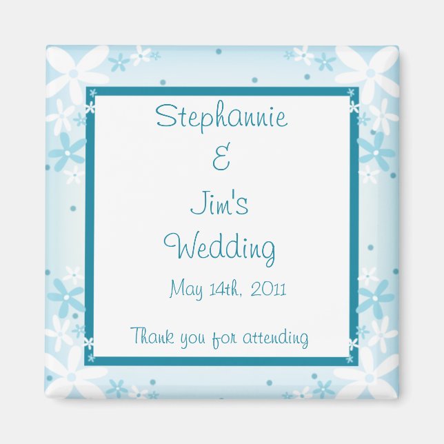 2"x2" Announcement Magnet Blue Daisies (Front)