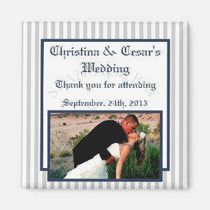 2"x2" Announcement Magnet Blue Seahorse stripes be