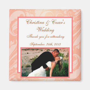 2"x2" Announcement Magnet Brown Rose on Pink Flora