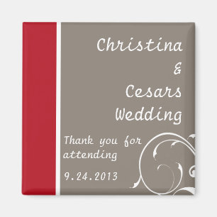 2"x2" Announcement Magnet Crimson Red Grey Bg Whit