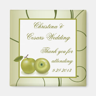 2"x2" Announcement Magnet Green Apple Swirls Fruit
