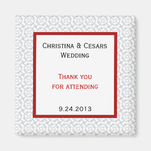 2"x2" Announcement Magnet Grey Red Formal Print