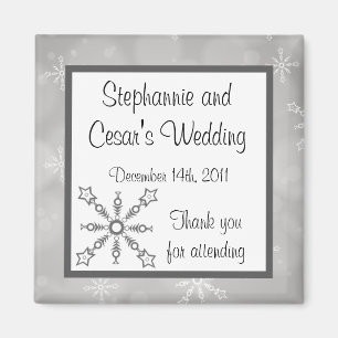 2"x2" Announcement Magnet Grey Snowflakes