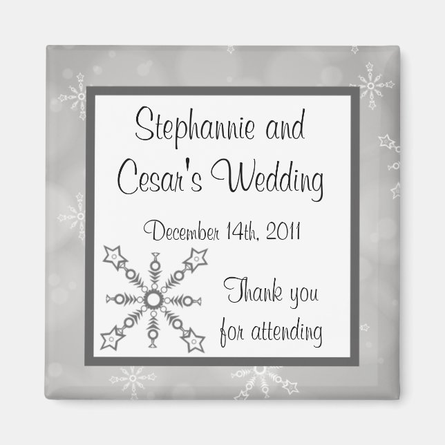 2"x2" Announcement Magnet Grey Snowflakes (Front)