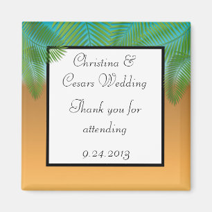 2"x2" Announcement Magnet His/Hers Sandals On Beac