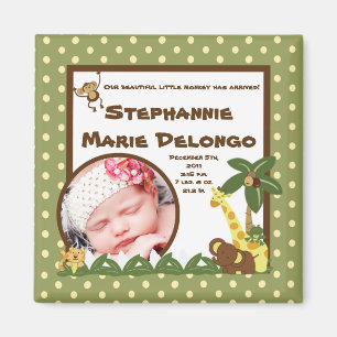 2"x2" Announcement Magnet Jungle Babies