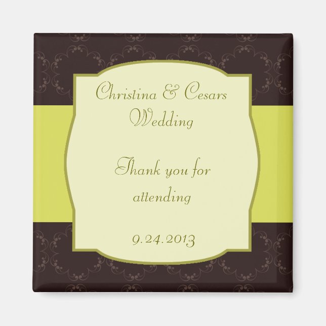 2"x2" Announcement Magnet Light/Olive Green Chande (Front)