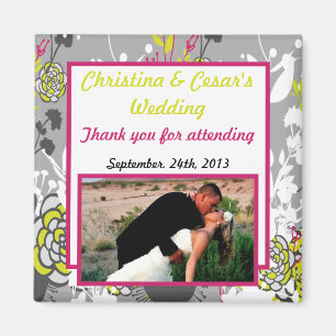 2"x2" Announcement Magnet Lime Green/Hot Pink Flow