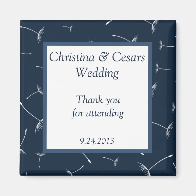 2"x2" Announcement Magnet Navy Blue Dandelion Flow (Front)