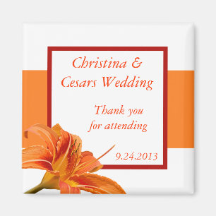 2"x2" Announcement Magnet Orange Tiger Lilly w/Str