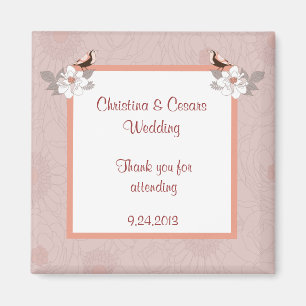 2"x2" Announcement Magnet Pink/Brown Floral Love B