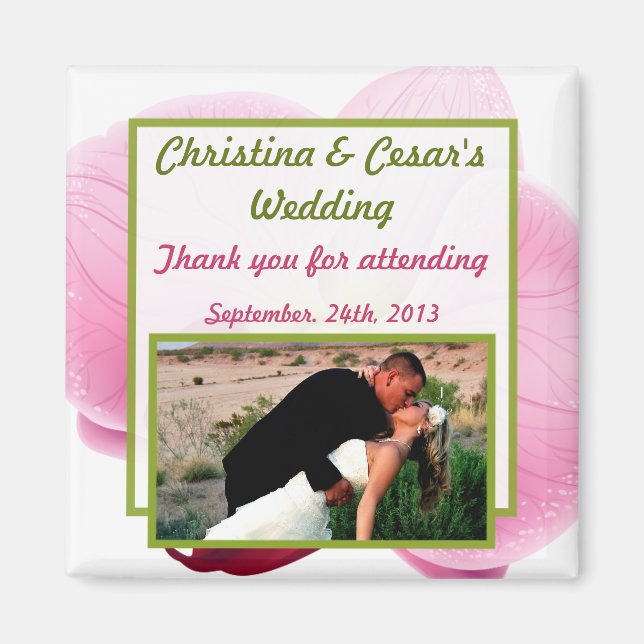 2"x2" Announcement Magnet Pink Orchid Long Stem Fl (Front)