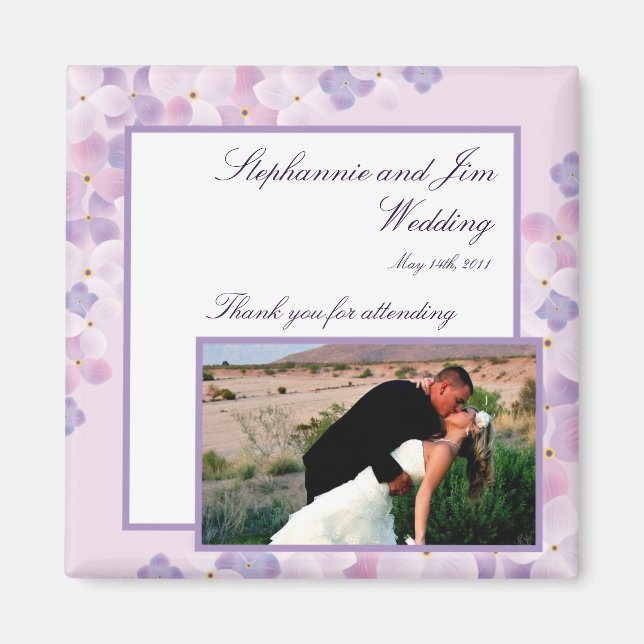 2"x2" Announcement Magnet Purple Hydrangea (Front)