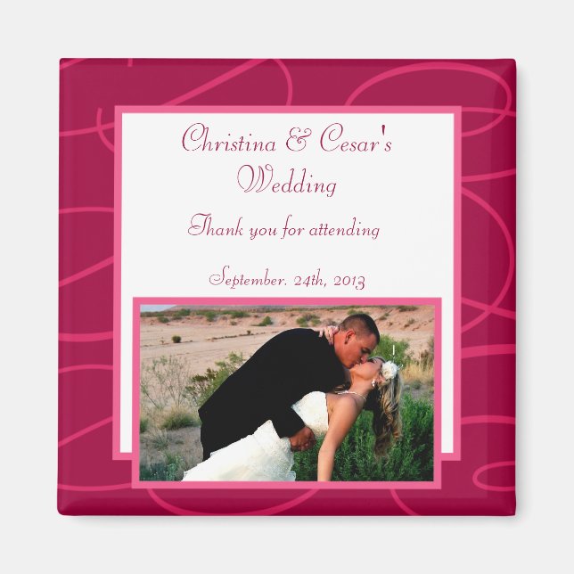 2"x2" Announcement Magnet Raspberry Pink Loops/Swi (Front)