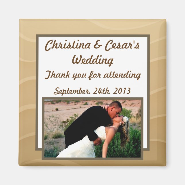 2"x2" Announcement Magnet Seashells on Sandy Beach (Front)