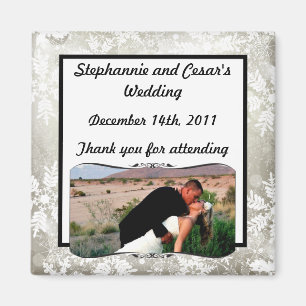 2"x2" Announcement Magnet Silver Christmas Blur