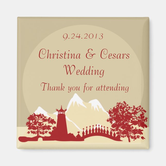 2"x2" Announcement Magnet Snowcap Mtns Asian Garde (Front)