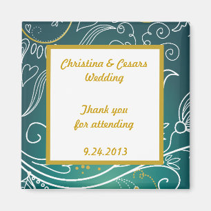 2"x2" Announcement Magnet Teal/Yellow Mustard Flor
