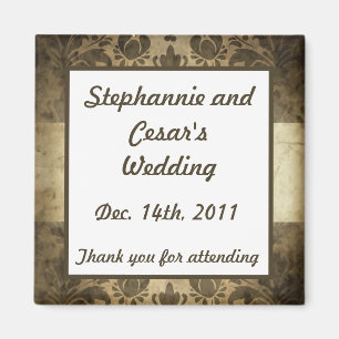 2"x2" Announcement Magnet Vintage Brown Damask