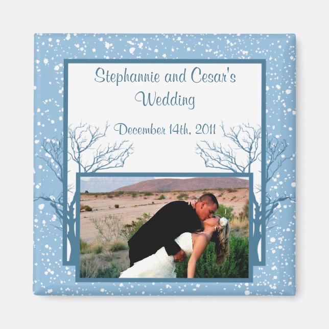 2"x2" Announcement Magnet Winter Blue Christmas (Front)