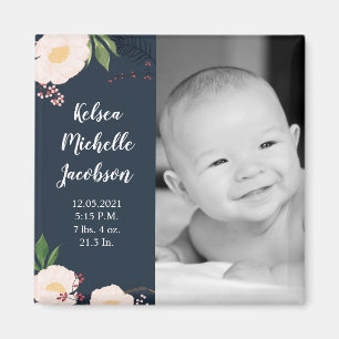 2"x2" Birth Announcement Magnet Baby Pink Cosmos o