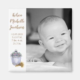 2"x2" Birth Announcement Magnet Summer Country Wed