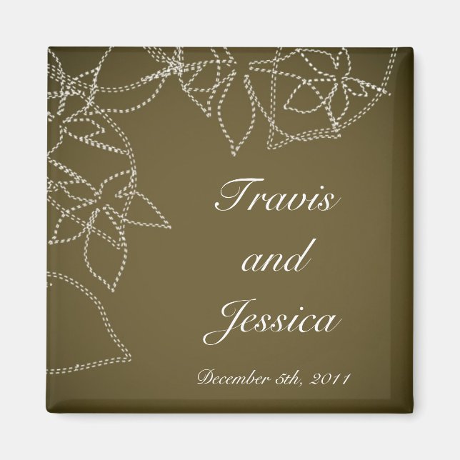 2"x2" Favour Magnet Autumn Floral Fall Leaves Brow (Front)