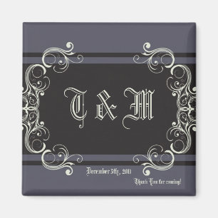 2"x2" Favour Magnet Black Tie Affair Filigree