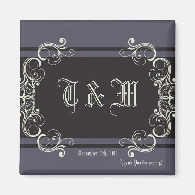 2"x2" Favour Magnet Black Tie Affair Filigree (Front)