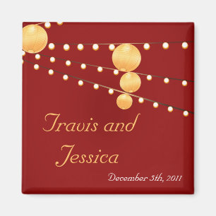 2"x2" Favour Magnet Paper Lanterns on Red Chineese