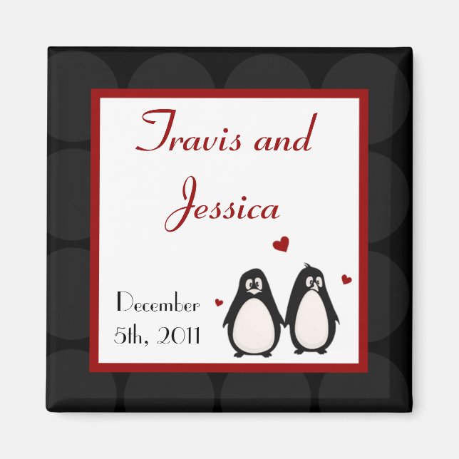 2"x2" Favour Magnet Penguin Love Couple Mate for L (Front)