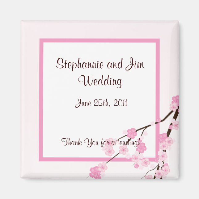 2"x2" Favour Magnet Pink Cherry Blossom (Front)