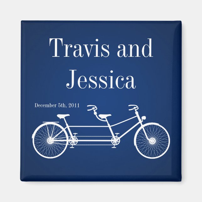 2"x2" Favour Magnet Whimsical Navy Blue Double Bik (Front)