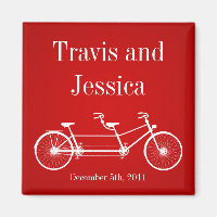 2"x2" Favour Magnet Whimsical Red Double Bike
