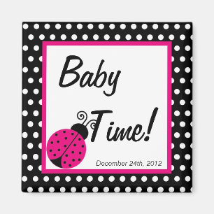 2"x2" Magnet Favour Black Spring Time Lady Bug