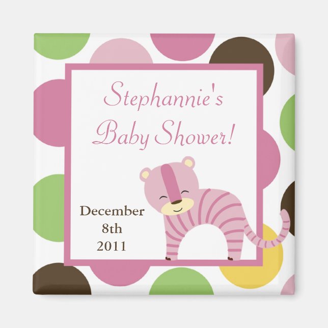 2"x2" Magnet Favour Jungle Queen Pink Tiger Safari (Front)