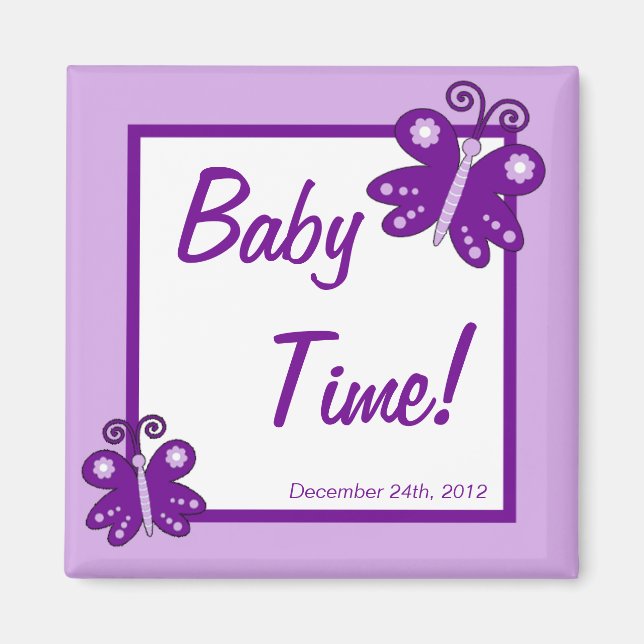 2"x2" Magnet Favour Purple Spring Time Butterfly (Front)