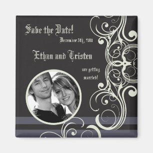 2"x2" Save the Date Magnet Black Tie Affair
