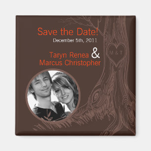 2"x2" Save the Date Magnet Fall Tree Initial Carvi