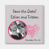 2"x2" Save the Date Magnet Pink Floral Petals Flow