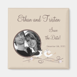 2"x2" Save the Date Magnet Wedding Birds Bride