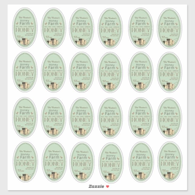 2" x 3" Oval Backyard Bees Hives Little Bees Green (Sheet)