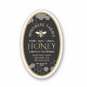 2 x 3” Oval Queenline Black Honeycomb Honey Jars  