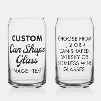 2 x Custom Personalised Can Shape Glass 16oz