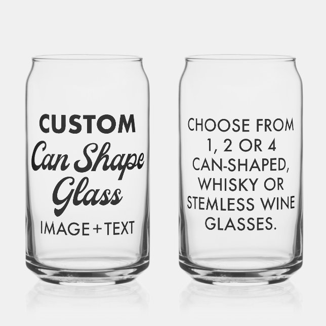 2 x Custom Personalised Can Shape Glass 16oz (Front)