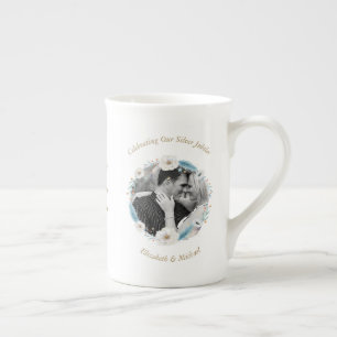 2 x Photo Wedding Anniversary ANY YEARS Winter Bone China Mug