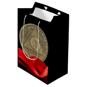 2 Year AA Anniversary Coin Red Ribbon Medium Gift Bag