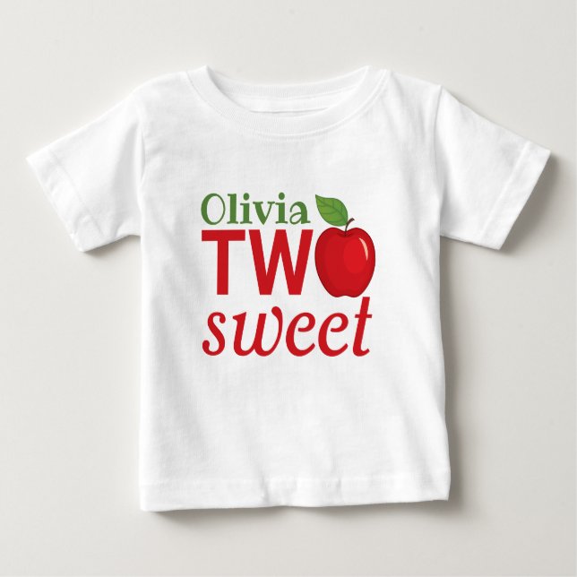 2 Year Birthday Baby Girl T-Shirt with Apple (Front)